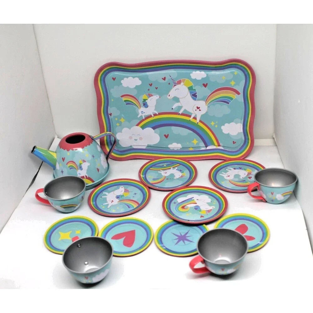 Schylling 14 Piece Unicorn Tin Set Children's Pretend Play Set 2017